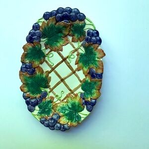Fitz and Floyd Grape and Leaf Oval 10 inch Ceramic Serving Dish